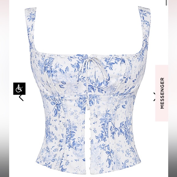 House of CB Chicca blue floral top, plus cup - Picture 5 of 7